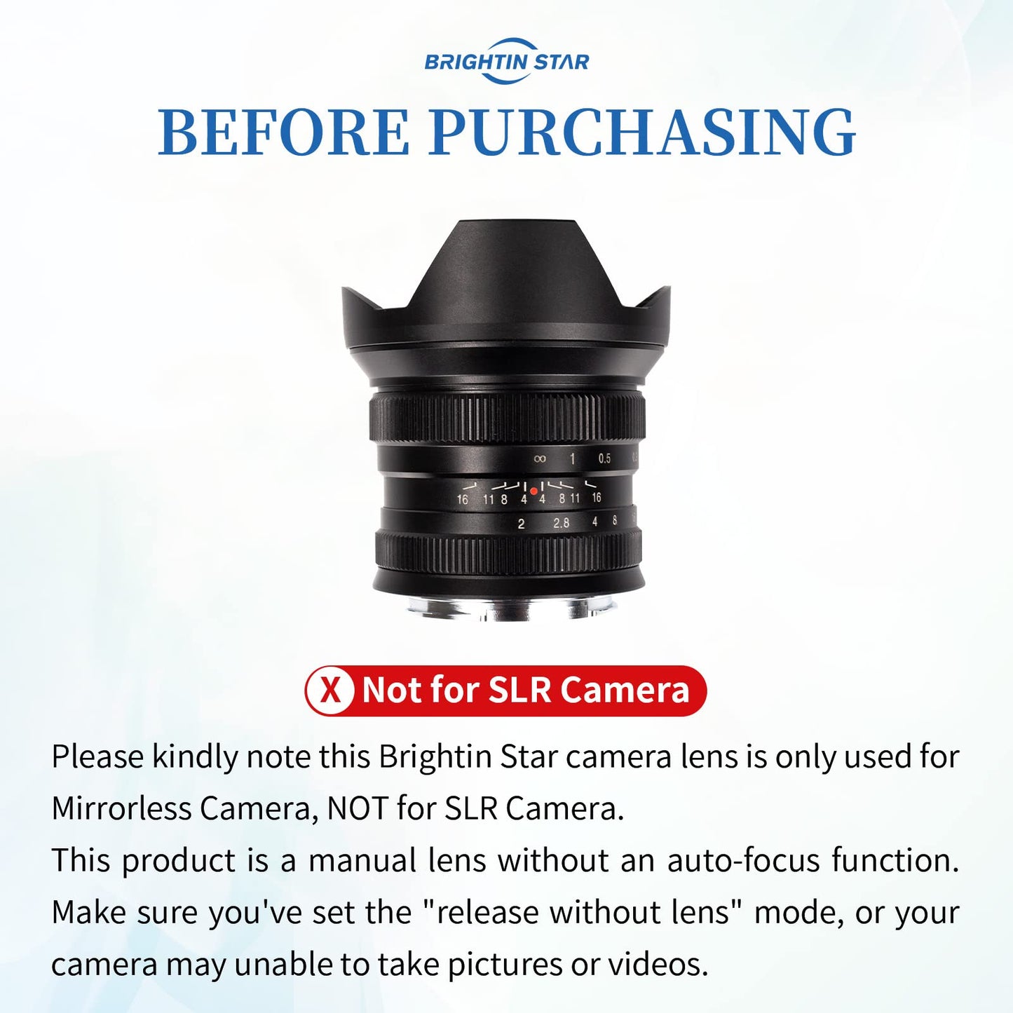 Brightin Star 12mm F2.0 Ultra Wide-Angle Big Aperture APS-C Manual Focus Mirrorless Cameras Lens