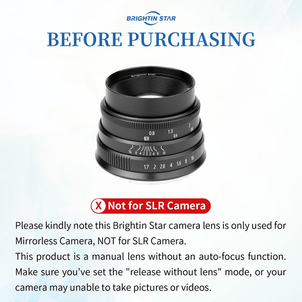 50mm F1.8 Manual Focus Lens Fit for Fuji X Mount – BrightinStar.US