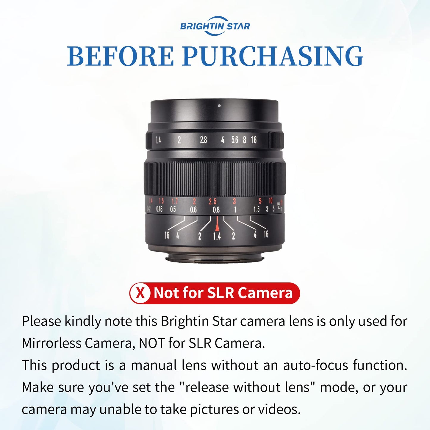 50mm F1.4 Manual Focus Prime Lens for Sony E-Mount